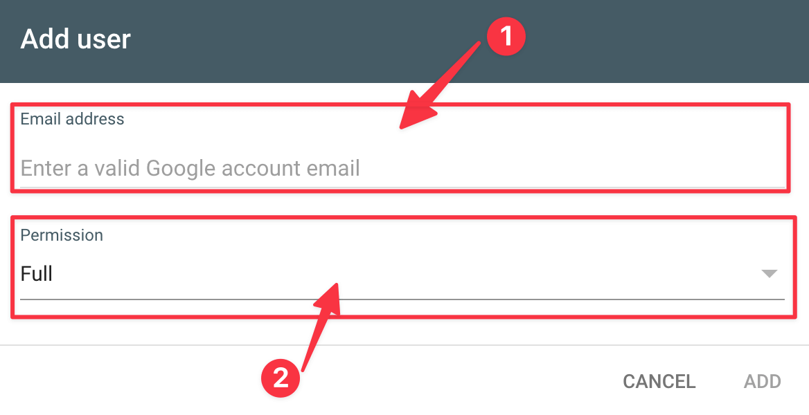 Google Search Console Settings - Adding a user